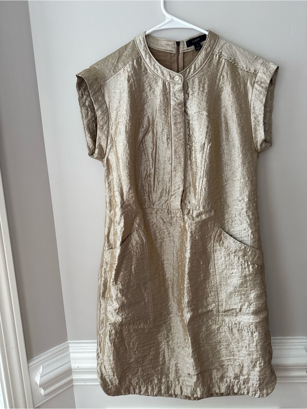 Jcrew Women’s Metallic Champagne Gold Soft Lame Dress Size 2